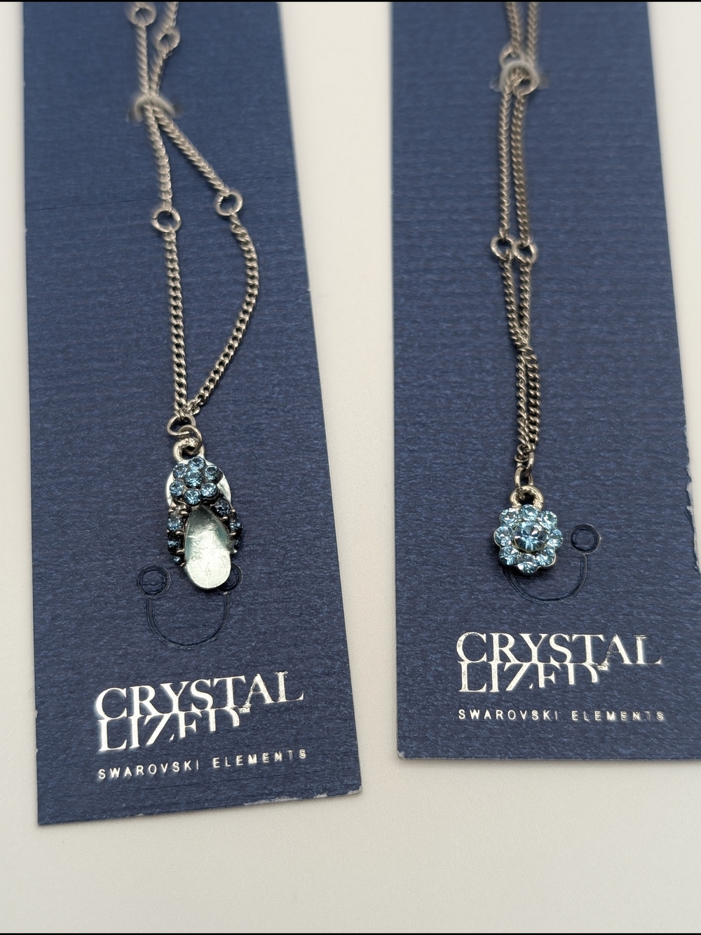 Lot/2 Anklets - Blue Flipflops & Flower Made w/  Swarovski Elements